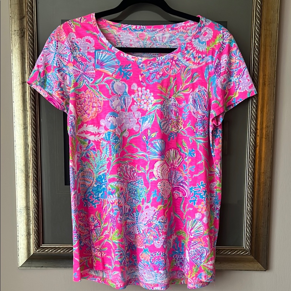 NWOT Lilly Pulizer Etta Scoop Neck Tee Pink Medium